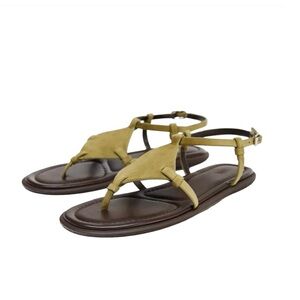 ZARA Olive Green Suede
Minimalist Thong Sandals
Geometric Ankle Strap Flats 37